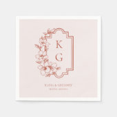 モダンミニマル |モノグラム結婚ズ スタンダードカクテルナプキン (正面)