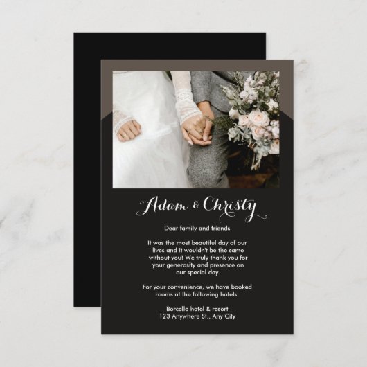 モダンミニマル |写真結婚の詳細&写真 招待状 (正面/裏面)