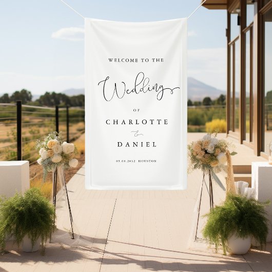 モダンミニマル，白結婚い 横断幕