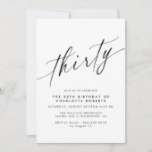 モダンミニマル |白黒誕生日30日 招待状 (正面)