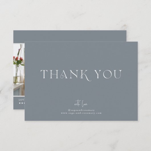 モダンミニマル |石板グレイ・ビジネス サンキューカード (正面/裏面)