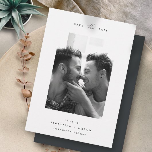 モダンミニマル |縦シンプルエレガント写真 セーブザデート