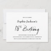 モダンミニマル 18歳誕生日パーティー 招待状 (正面)