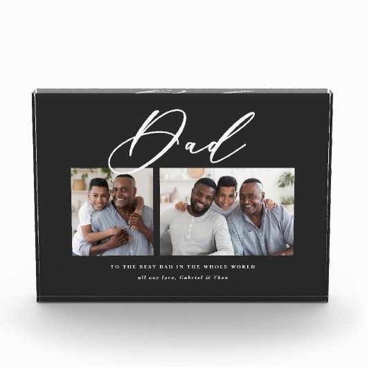 モダンミニマル 2枚の写真台本パパの父の日 フォトブロック (正面)