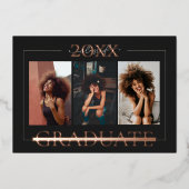 モダンミニマル | 3写真卒業のお知らせ 箔招待状 (正面)