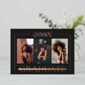 モダンミニマル | 3写真卒業のお知らせ 箔招待状 (立ち正面)