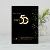 モダンミニマル | 50th Gala日付を保存 箔招待状 (立ち正面)