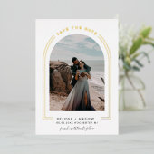 モダンミニマルArch日付の保存 箔招待状 (立ち正面)