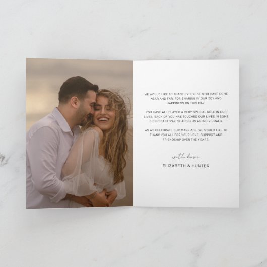 モダンミニマルArch Frameスクリプ結婚トの写真 サンキューカード (内部)