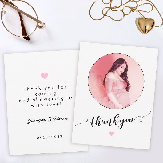 モダンミニマルBaby ShowerのMommy写真感謝していYou サンキューカード