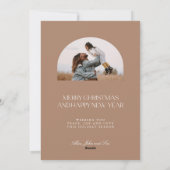 モダンミニマルBeige Arch 2 Photo Merry Christmas シーズンカード (裏面)