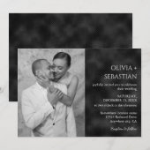 モダンミニマルBlack Textured Photo結婚's 招待状 (正面/裏面)
