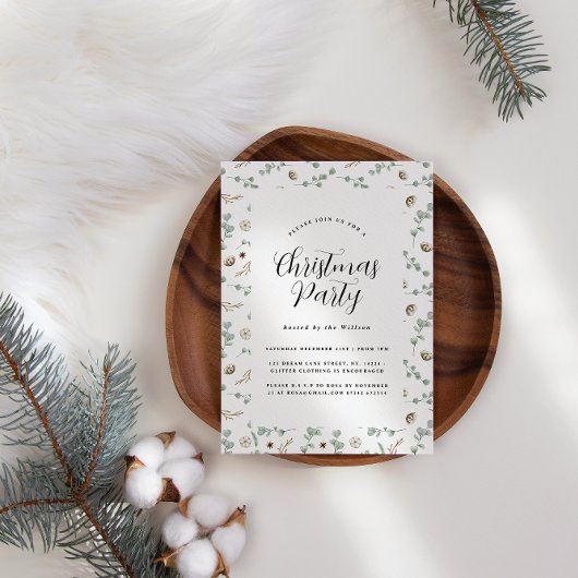 モダンミニマルBotanical Script Chrimas 招待状