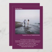 モダンミニマルCassisマゼンシンプルタ写真結婚s 招待状 (正面/裏面)