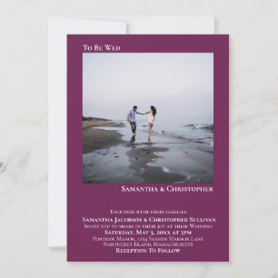 モダンミニマルCassisマゼンシンプルタ写真結婚s 招待状