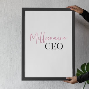 モダンミニマルCEO ピンクとブラック ポスター