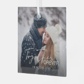 モダンミニマルChristmas Coule Photo ガラスオーナメント (正面左)