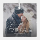 モダンミニマルChristmas Coule Photo ガラスオーナメント (正面)