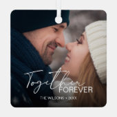 モダンミニマルChristmas Coule Photo メタルオーナメント (裏面)