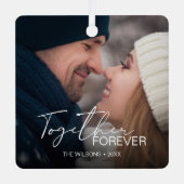 モダンミニマルChristmas Coule Photo メタルオーナメント (正面)