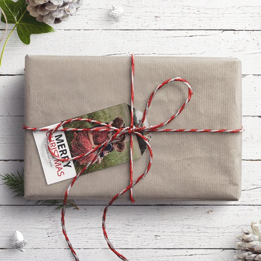 モダンミニマルChristmas Family Photo ギフトタグ