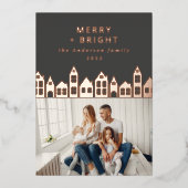 モダンミニマルChristmas Nordicの家2 photo Foi 箔シーズンカード (正面)
