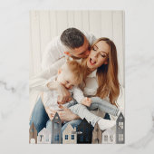 モダンミニマルChristmas Nordicの家2 photo Foi 箔シーズンカード (裏面)