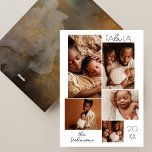 モダンミニマルChristmas Photo Collage シーズンカード<br><div class="desc">このモダンミニマルクリスマスの家族の休日カードは、文字を伴う5つの画像のコラージュを特徴とする：フェスティバルファララ、あなたの家族の名前、およびのタイポグラフィと手書きのスクリプトの組み合わせシンプルで1年。カードの裏には豊かな茶色と金ゴールドの色合いの抽象芸術の背景が付いていま絵を描す。フルサイズの写真を含む自分の写真に変更することができます。</div>