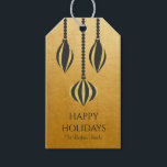 モダンミニマルChristmas Treeオーナメント金ゴールド ギフトタグ<br><div class="desc">シンプル黒と金ゴールドミニマルのクリスマスツリーオーナメント休暇ギフトのラベルの金フェイク属金ゴールドの背景。</div>