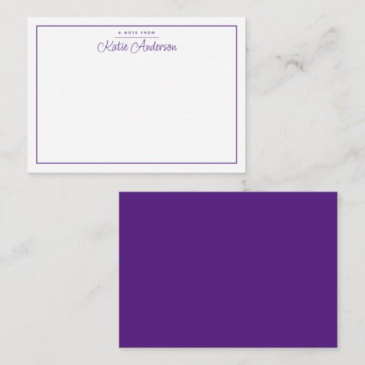 モダンミニマルCursive Script Purple Note Card ノートカード (正面/裏面)