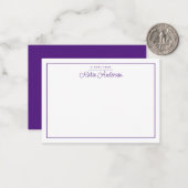 モダンミニマルCursive Script Purple Note Card ノートカード (正面/裏面インサイチュ)