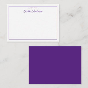 モダンミニマルCursive Script Purple Note Card ノートカード