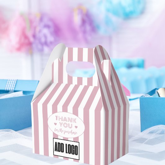 モダンミニマルDusty Pinkストライプ Business Logo フェイバーボックス