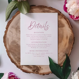 モダンミニマルDusty Pink Scriptの結婚詳細 エンクロージャーカード