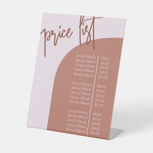 モダンミニマルEarth Tones Arch Price List 台座サイン (正面)