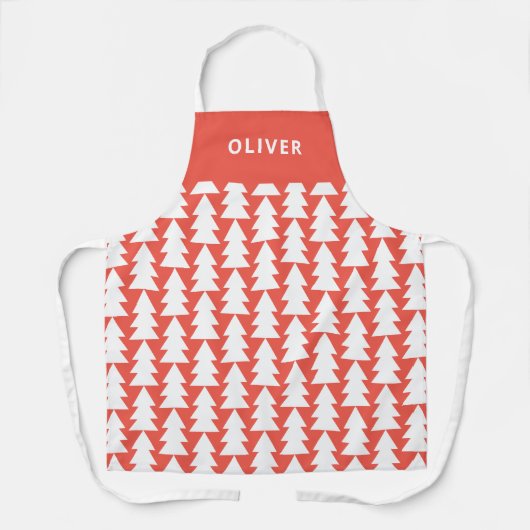 モダンミニマルGeometric Red Christmas Graphic エプロン (正面)