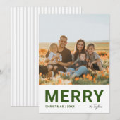 モダンミニマルGreen Photo Merry Chrimas シーズンカード (正面/裏面)