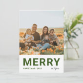 モダンミニマルGreen Photo Merry Chrimas シーズンカード (スタンド正面)