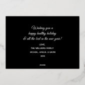 モダンミニマルHappy New Year Black and 実在Data 箔シーズンカード (裏面)