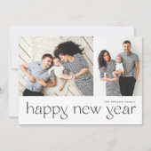 モダンミニマルHappy New Year Two Photo シーズンカード (正面)