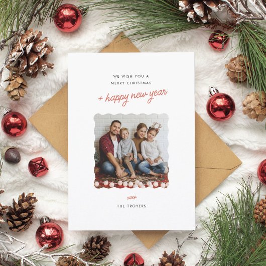 モダンミニマルHoliday Photo Card波形縁ど シーズンカード