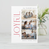 モダンミニマルJoyful Red Family 3 Photo Christmas シーズンカード (スタンド正面)