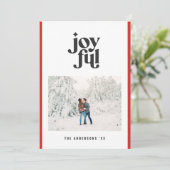 モダンミニマルJoyful Red Photo Christmas シーズンカード (スタンド正面)