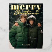 モダンミニマルMerry Christmas 1写真エレガント 箔シーズンポストカード (正面)
