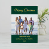 モダンミニマルMerry Christmas Family写真 箔シーズンカード (立ち正面)