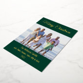 モダンミニマルMerry Christmas Family写真 箔シーズンカード (回転した状態)