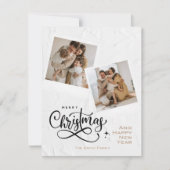 モダンミニマルMerry Christmas Plaid写真 シーズンカード (正面)