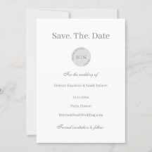 モダンミニマルMonogram Gray White Save The Date