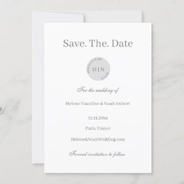 モダンミニマルMonogram Gray White Save The Date 招待状