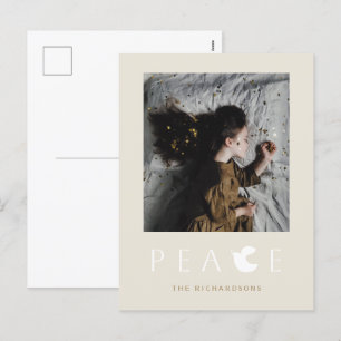 モダンミニマルPeace Dove Holidayフォトポストカード シーズンポストカード